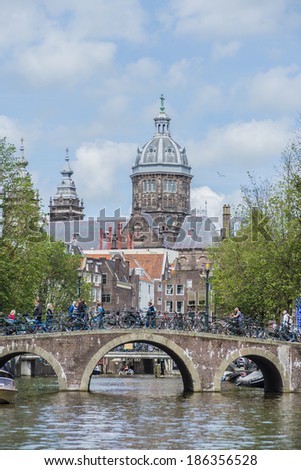 AMSTERDAM, NETHERLANDS Ã?Â¢?? JUNE 16, 2013: Church dedicated to Saint Nicholas, patron saint of Amsterdam in Netherlands.