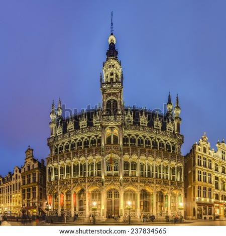 BRUSSELS, BELGIUM - MAY 20: The Maison du Roi (King\'s House) or Broodhuis (Bread house) on Grand Place (Grote Markt), the central square on May 20, 2013 in Brussels, Belgium.