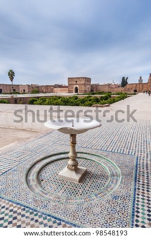 El Badi Palace main Yard at Marrakech, Morocco