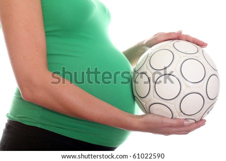 Pregnant Belly And Football Ball. This Will Be A Boy! Stock Photo ...