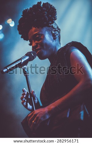 MOSCOW - 13 MARCH, 2015 : Morcheeba and Skye Edwards performing live at Glavclub nightclub in Russia