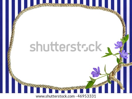 decorative frame - white and blue strips, golden galloon and flower - background for your text