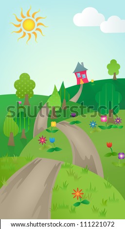 The Journey Home Illustration, Raster Version. Path Leading Over Hills ...