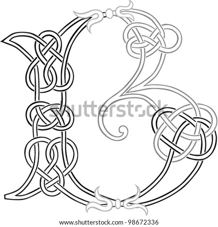 A Celtic Knot-Work Capital Letter B Stylized Outline. Vector Version ...