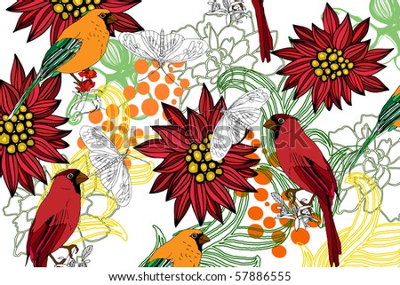 Bird And Flower Stock Vector 57886555 : Shutterstock