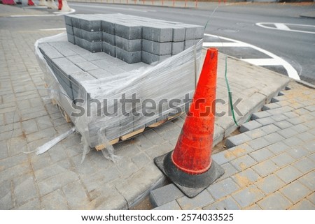 Similar – Image, Stock Photo Pile of paving stones | Trash 2020