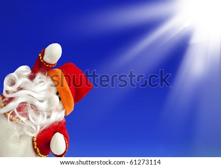 Ticket with Santa Claus on a blue background