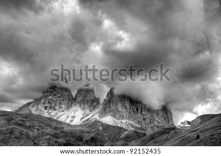 Dramatic black and white landscape of  Sellla Pass