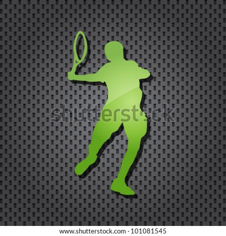 vector tennis player blue icon on textured background