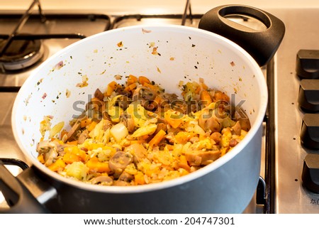 Vegetable mix in saucepan