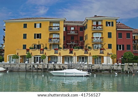 Yellow house on the lake Garda, Sirmione, Italy