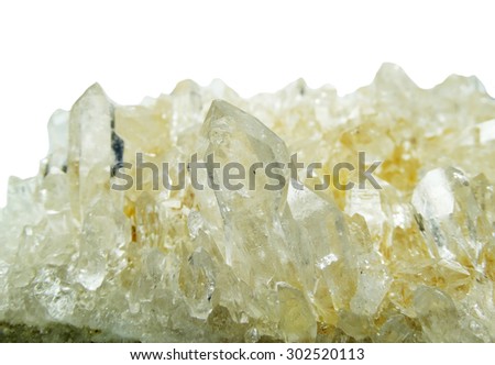 clear natural quartz semigem geode crystals geological mineral isolated