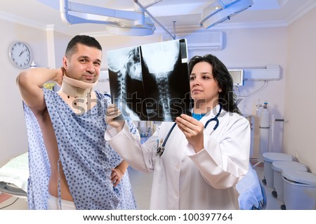 Adult man in pain ready for neck surgery
