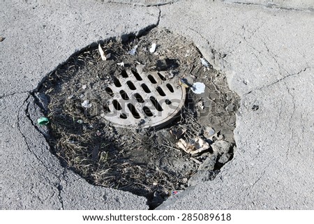 DETROIT, MI-MAY, 2015:  Infrastructure damage to many of Detroit\'s roads due to years of cost cutting and elimination of preventative maintenance.
