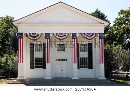 DEARBORN, MI-MAY, 2015:  Generic Town Hall building at Greenfield Village.  Typical of many small town halls in the northeast and built in the latter part of the 18th century.