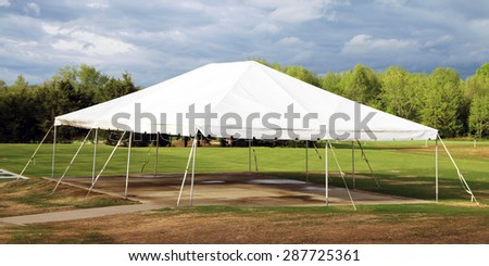 Wedding or party tent set up on a golf course.