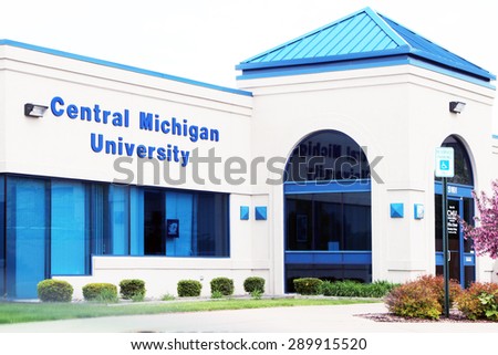 MOUNT PLEASANT, MICHIGAN-JUNE, 2015:  One of the many buildings for Central michigan University, one of Michigan\'s larger universities.