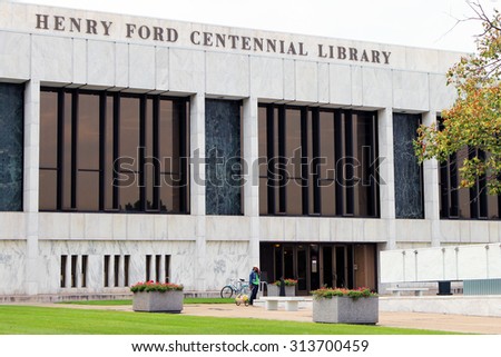 DEARBORN, MI-AUGUST, 2015:  Public library donated to the city of Dearborn by the Ford Motor Company and the Ford Foundation in commemoration of Henry Ford\'s 100th birthday.