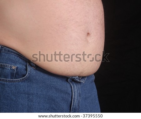 Overweight man with a beer belly