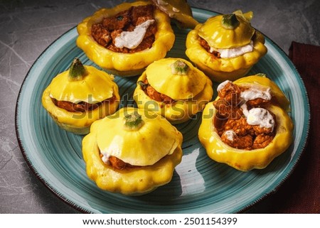 Similar – Image, Stock Photo Tray with keto stuffing