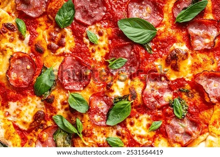 Similar – Image, Stock Photo Close-up of delicious homemade spaghetti with vegetables, cheese and fried quail eggs on a round plate on a light background. Traditional Italian food. Mediterranean lunch or dinner. Copy space