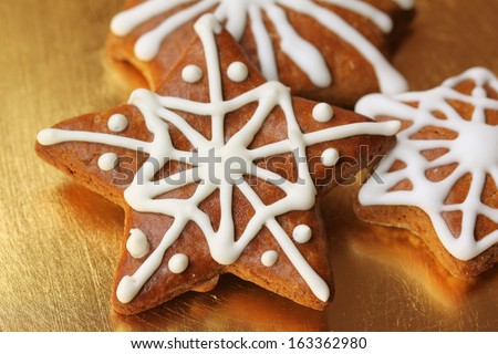 Gingerbread cookies star. Christmas dessert