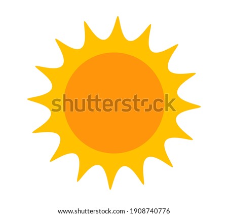 Sun. Yellow icon on white background. Vector illustration.