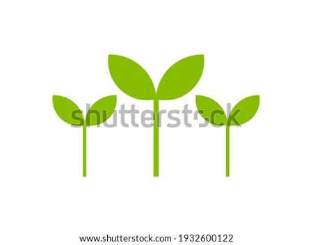 Plant seedlings icons. Spring green plants isolated on white. Vector illustration.