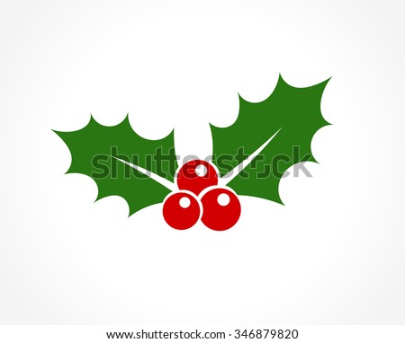Holly berry leaves Christmas icon. Vector illustration