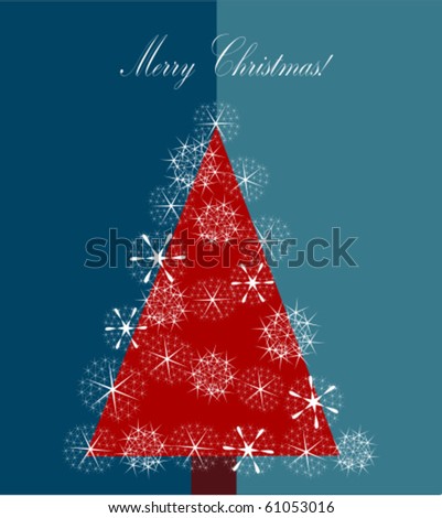 Christmas Vector Background. Red Christmas Tree With Snowflakes Over ...