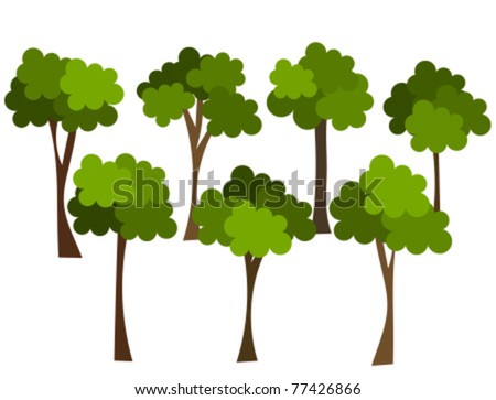 Trees Group Isolated Over White. Forest Concept Vector Illustration ...
