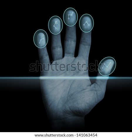 Modern fingerprint scanning device - biometric security system.