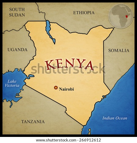 Kenya Map And Bordering Countries With Capital Nairobi Marked. With ...
