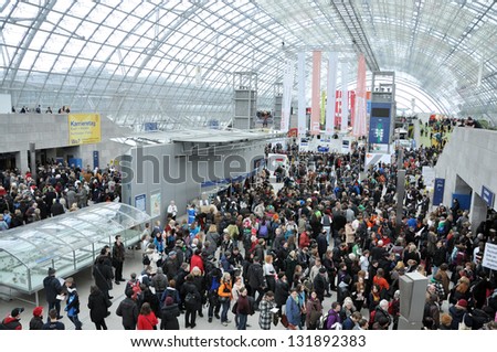 LEIPZIG, GERMANY - MARCH 14: Public day for Leipzig Book fair on March 14, 2013 in Leipzig, Germany. Leipzig Book Fair is the most important spring meeting place for the publishing and media sector.