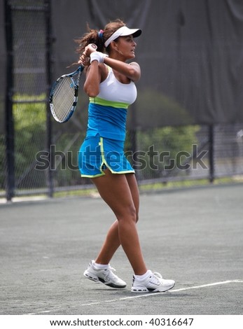 RALEIGH - MAY 13: Heidi El Tabakh, Women\'s Pro-circuit tennis player, competes in the RBC Women\'s Pro-Circuit tennis tournament at the North Hill\'s Club on May 13, 2009 in Raleigh, N.C.