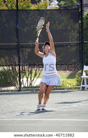 RALEIGH, NC - MAY 16: Lauren Albanese, a USTA Women\'s Pro-Circuit player competes in the RBC Women\'s Challenger tennis tournament at the North Hill\'s Club on May 16, 2009 in Raleigh, N.C.