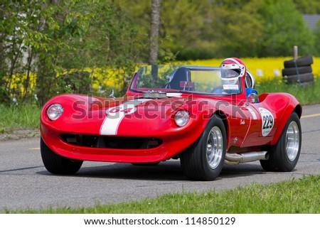 MUTSCHELLEN, SWITZERLAND-APRIL 29: Vintage race touring car Cheetah GTC R from 1964 at Grand Prix in Mutschellen, SUI on April 29, 2012.  Invited were vintage sports cars and motorbikes.