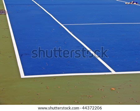 tennis court. blue ground tennis court.