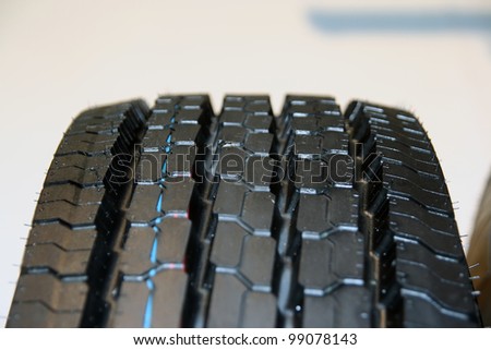 New truck tire. Brand new tire pattern.
