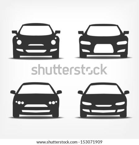 Vector set of different car symbols front view