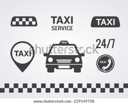 Taxi icons set, Flat style