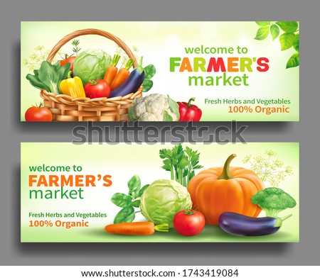 Promotional banners for farmers market. Vector set.