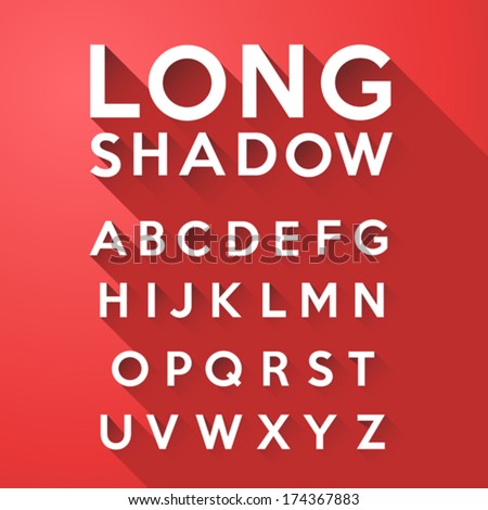  Long flat shadow alphabet on red background