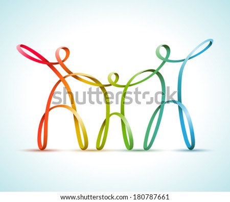 Colorful swirly figures family