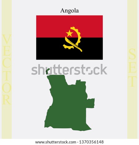 Angola flag and map, abstract vector art illustration