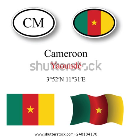 cameroon icons set icons set against white background, abstract vector art illustration, image contains transparency