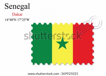 senegal stamp design over stripy background, abstract vector art illustration, image contains transparency