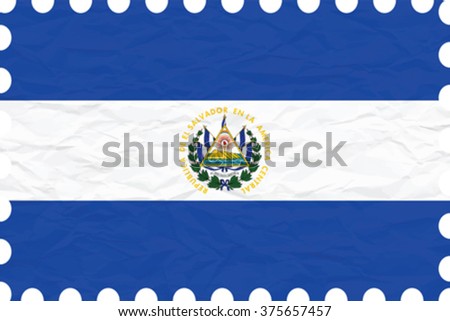 wrinkled paper el salvador stamp, abstract vector art illustration, image contains transparency