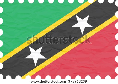 wrinkled paper saint kitts and nevis stamp, abstract vector art illustration, image contains transparency