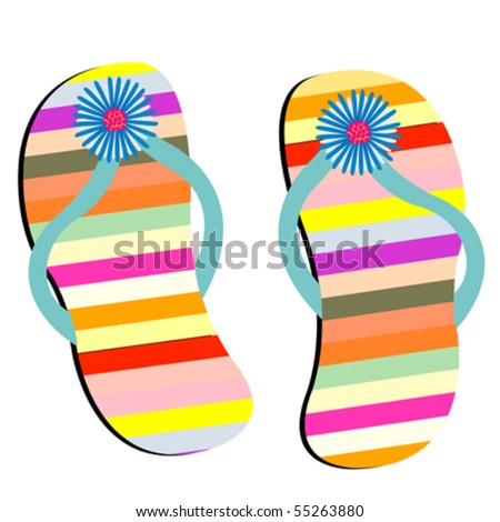 Beach Shoes Against White Background, Abstract Vector Art Illustration ...